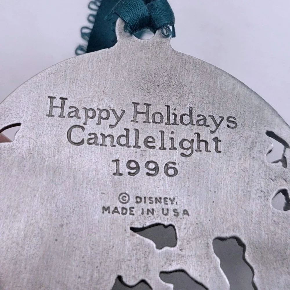 VINTAGE DISNEYLAND Candlelight‎ '96 Ornament Pewter Mickey Mouse MADE IN USA